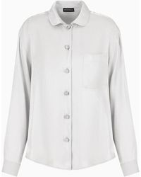 Emporio Armani - Shirt In Trilobal Fabric With Patch Pocket - Lyst