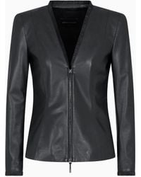 Emporio Armani - Glove-Quality, Lambskin Nappa Leather Slim-Fit Jacket - Lyst