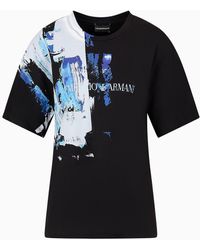 Emporio Armani - Asv Organic Jersey T-shirt With Splashes Of Colour - Lyst