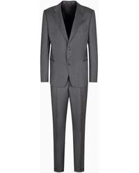 Emporio Armani - Costume À Simple Boutonnage En Toile De Mélange Laine Et Soie Micro Jacquard - Lyst