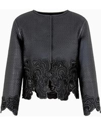 Emporio Armani - Braided Glove-Quality, Lambskin Nappa Leather Jacket With Embroidery - Lyst