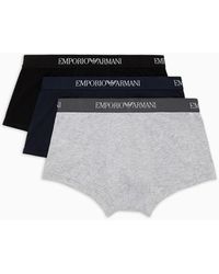 Emporio Armani - Three-pack Of Pure Cotton Basic Boxer Briefs - Lyst