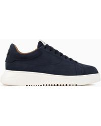 Emporio Armani - Nubuck Sneakers With Knurled Soles - Lyst