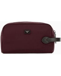 Emporio Armani - Fabric Beauty Case With A Side Handle And A Zip Closure - Lyst