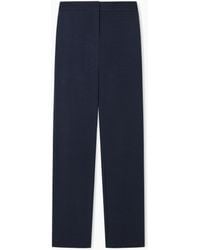 Emporio Armani - Washed Twill Trousers With Side Crease - Lyst