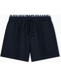 Emporio Armani - Swim Shorts With Logo Waistband - Lyst
