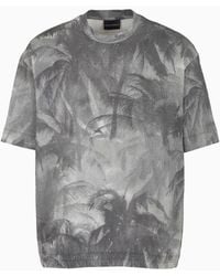Emporio Armani - Oversized Jersey T-shirt With All-over Print And Elasticated Hem - Lyst