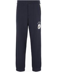 Emporio Armani - Cosy Twill Joggers With A Whale Patch And Logo Embroidery - Lyst