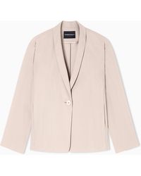 Emporio Armani - Washed Twill Single-Breasted Jacket With Shawl Collar - Lyst