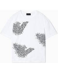 Emporio Armani - Jersey T-Shirt With Rhinestone Eagle - Lyst