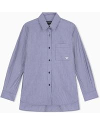 Emporio Armani - Striped Cotton Poplin Shirt With A Single Chest Pocket - Lyst