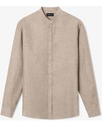 Emporio Armani - Pure Linen Shirt With Guru Collar - Lyst