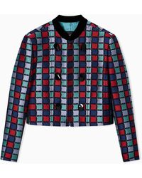 Emporio Armani - Chaqueta En Mezcla De Lana Con Motivo Chevrón Integral En Tejido Jacquard - Lyst