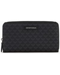 Emporio Armani - All-Over Eagle Wallet With Wrap-Around Zip - Lyst