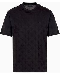Emporio Armani - Jersey T-shirt With All-over Jacquard Graphic Design Motif - Lyst