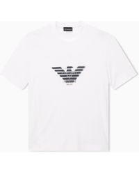 Emporio Armani - Lyocell Blend Jersey T-Shirt With Graffiti Eagle Logo Print - Lyst
