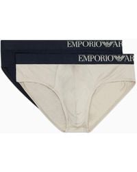 Emporio Armani - Asv Soft-touch Eco-viscose Two-pack Of Briefs - Lyst