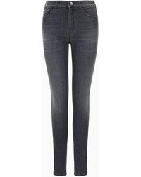 Emporio Armani - J20 High-waisted Super-skinny Jeans In A Worn-look Denim - Lyst