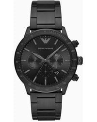 Emporio Armani - Chronograph Black Stainless Steel Bracelet Watch 43mm - Lyst