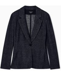 Emporio Armani - Blazer À Simple Boutonnage En Maille Jersey Compacte Prince-De-Galles Icon - Lyst