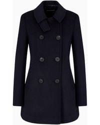 Emporio Armani - Double-Breasted Pea Coat - Lyst