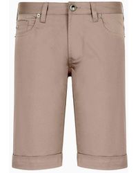 Emporio Armani - Lustrous Comfort Cotton Board Shorts With Turned-up Cuffs - Lyst