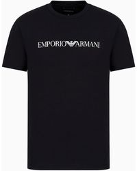 Emporio Armani - T-shirt Aus Pima-jersey Mit Logo-print - Lyst