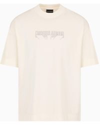 Emporio Armani - Oversized, Heavyweight Jersey T-shirt With Logo Embroidery - Lyst