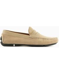 Emporio Armani - Micro-perforated Suede Driving Loafers - Lyst