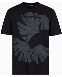 Emporio Armani - Camiseta De Punto Con Estampado Y Bordado De Flores Estilizadas - Lyst