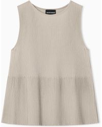 Emporio Armani - Knit Top With A Ribbed Effect - Lyst