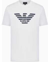 Emporio Armani - T-shirt in jersey Pima con stampa logo - Lyst