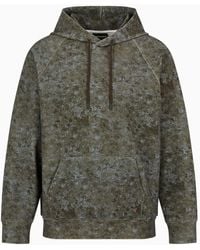 Emporio Armani - Oversize-pullover Mit Kapuze, Gefertigt Aus Double Jersey Mit Camouflage-muster - Lyst