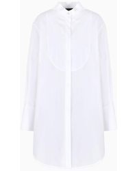 Emporio Armani - Oversized Cotton Shirt With Plastron - Lyst