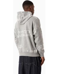 Emporio Armani - Armani Sustainability Values Capsule Hooded Sweatshirt In Organic Jersey With All-over Coordinates - Lyst