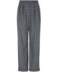 Emporio Armani - Pantalones Con Pinzas De Franela Con Motivo A Cuadros Icon - Lyst