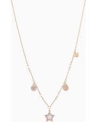 Emporio Armani - Rose-Tone Brass Station Necklace - Lyst