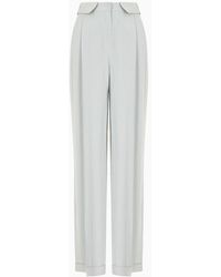 Emporio Armani - Trousers With Turned-up Cuffs And A Chevron Micro Pattern - Lyst