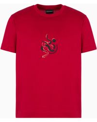Emporio Armani - Asv T-Shirt Aus Einer Jersey-Lyocell-Mischung Mit Stickerei - Lyst