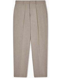 Emporio Armani - Pleated Technical Seersucker Fabric Trousers - Lyst