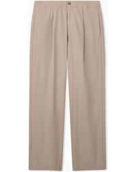 Emporio Armani - Regular Fit Cotton Poplin Trousers With Elasticated Waist - Lyst