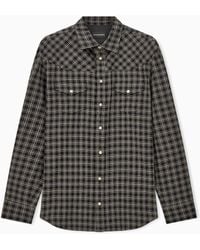 Emporio Armani - Long Sleeve Check Flannel Shirt With Two Chest Pockets - Lyst