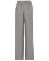 Emporio Armani - Asv Palazzo Trousers In A Lyocell And Silk Blend With A Geometric Micro Motif - Lyst