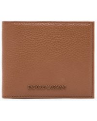Emporio Armani - Bifold Wallet With Textured Leather And Flap Coin Pocket - Lyst