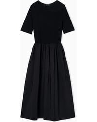 Emporio Armani - Long, Short-Sleeved Interlock Dress - Lyst