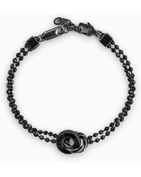 Emporio Armani - Stainless Steel In Blacken Finishing Chain Bracelet - Lyst