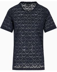 Emporio Armani - T-shirt Aus Jersey In Devoré-verarbeitung Mit Allover-adlern - Lyst