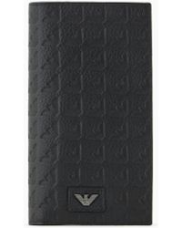 Emporio Armani - Leather Large Currency Holder With All-Over Embossed Eagle - Lyst