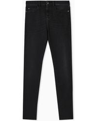 Emporio Armani - Vaqueros J20 De Cintura Alta Y Pernera Superajustada En Cómodo Denim Lavado A La Piedra - Lyst