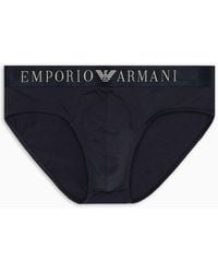Emporio Armani - Superfine Cotton Briefs With Logo Waistband - Lyst